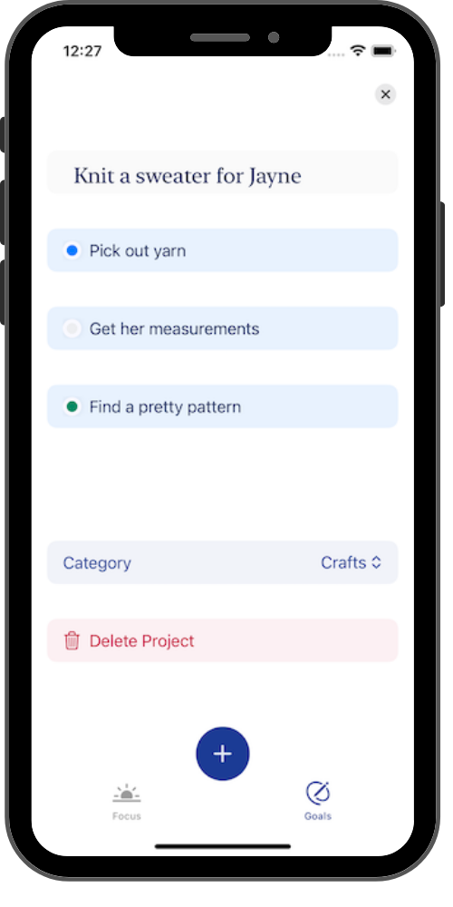 Monarch task breakdown showing subtasks under a goal.